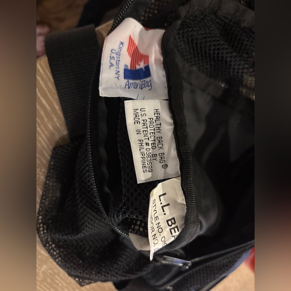 LL Bean Mesh Blue Floral Print Sling Backpack EUC - Picture 4 of 4